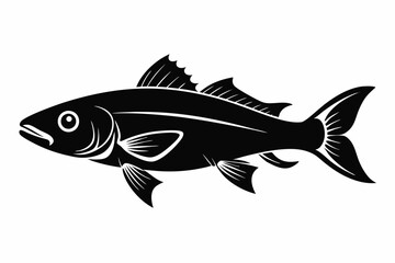cod silhouette line art vector illustration with a white background