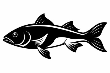 cod silhouette line art vector illustration with a white background