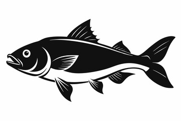 cod silhouette line art vector illustration with a white background