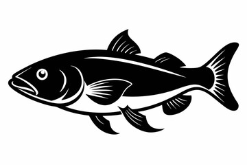 cod silhouette line art vector illustration with a white background