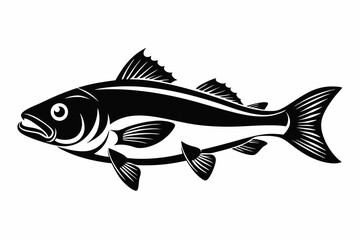 cod silhouette line art vector illustration with a white background