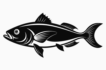 cod silhouette line art vector illustration with a white background
