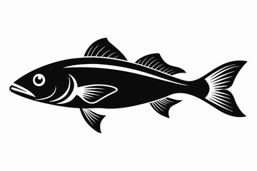cod silhouette line art vector illustration with a white background
