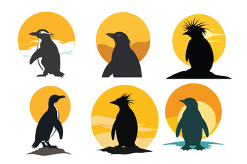 penguin silhouette on sun