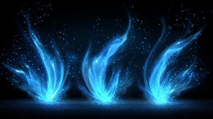 Abstract scene elegant blue light lines on dark background with lighting effect and sparkle. Vector illustration.