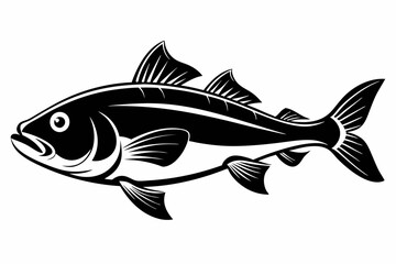 cod silhouette line art vector illustration with a white background