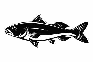 cod silhouette line art vector illustration with a white background