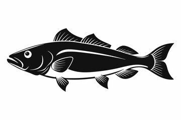 cod silhouette line art vector illustration with a white background