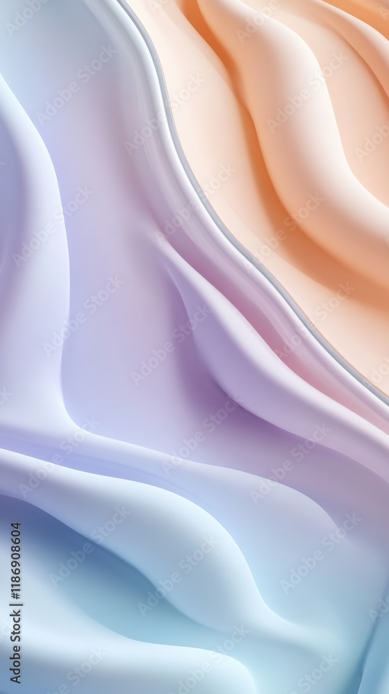 Poster swirling pastel colors create a soft and soothing abstract design with gentle folds and curves in a 