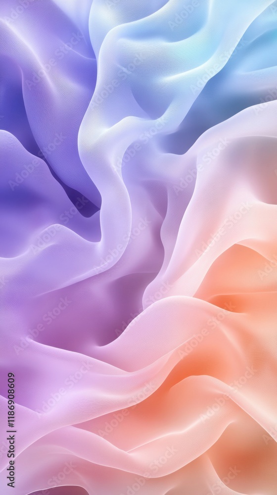 Poster flowing silk-like textures in vibrant hues create a serene and colorful background for artistic or d
