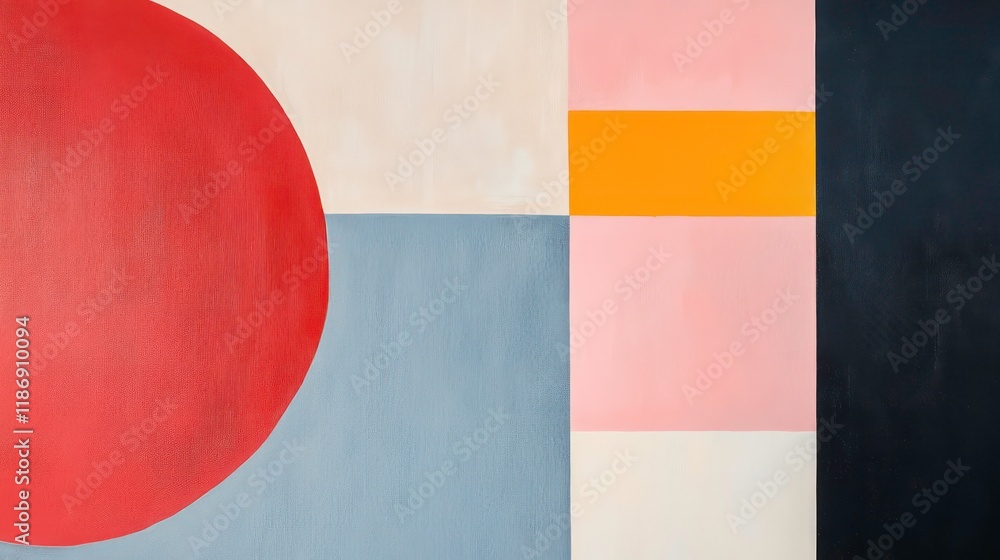 Aufkleber minimalist geometric composition: hard edge painting with clean lines and color blocking in high con