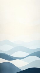 Abstract representation of soft rolling hills in various shades of blue and cream, evoking a serene and peaceful atmosphere