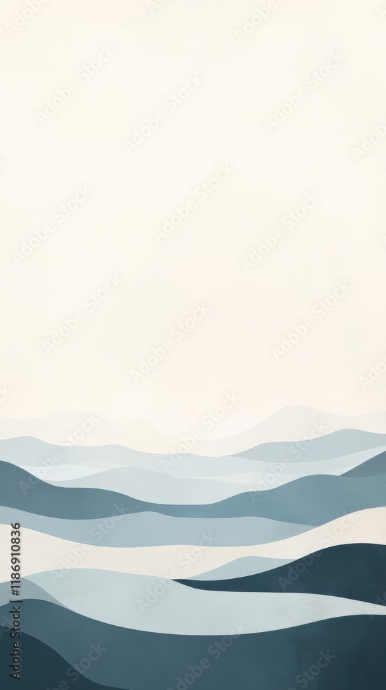 Poster soft waves of muted colors create a serene landscape with gentle gradients and a calming atmosphere 