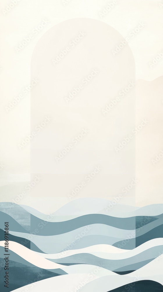 Aufkleber abstract representation of ocean waves in serene blue tones with subtle background gradient at a cal