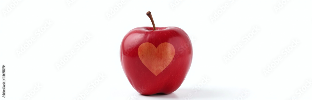 Poster A Red Apple With An Engraved Heart Is Isolated On A White Background And Has A Transparent Png Image Behind It. 00003