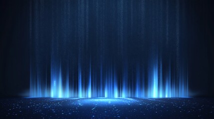 Fototapeta premium Abstract scene elegant blue light lines on dark background with lighting effect and sparkle. Vector illustration.