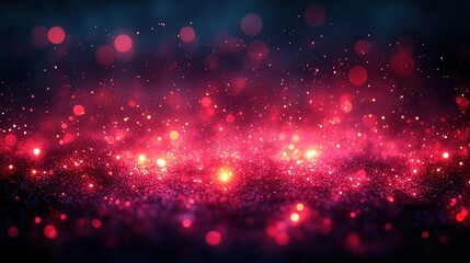 A vibrant, abstract background with sparkling red and pink particles, creating a dreamy atmosphere.