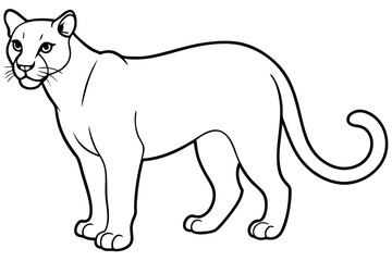 cougar silhouette line art vector illustration with a white background