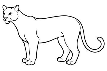 cougar silhouette line art vector illustration with a white background
