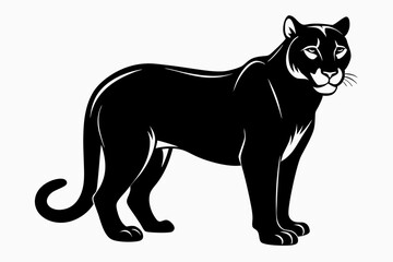 cougar silhouette line art vector illustration with a white background