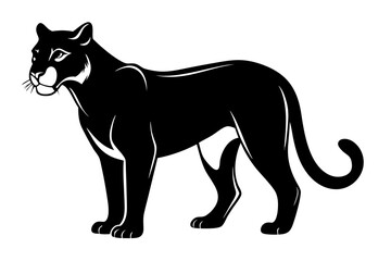 cougar silhouette line art vector illustration with a white background