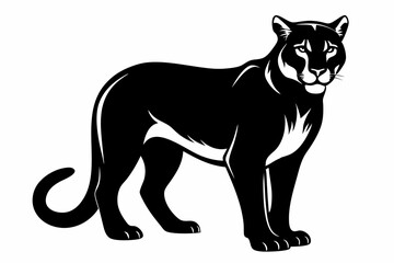 cougar silhouette line art vector illustration with a white background