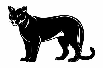 cougar silhouette line art vector illustration with a white background