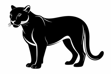 Obraz premium cougar silhouette line art vector illustration with a white background