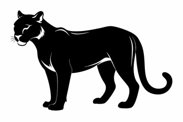 cougar silhouette line art vector illustration with a white background