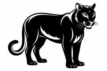 cougar silhouette line art vector illustration with a white background