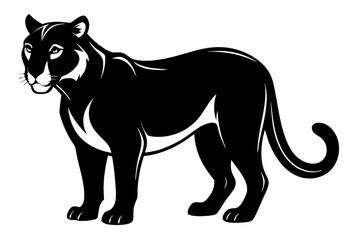 cougar silhouette line art vector illustration with a white background