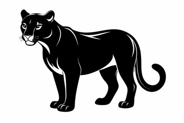 cougar silhouette line art vector illustration with a white background