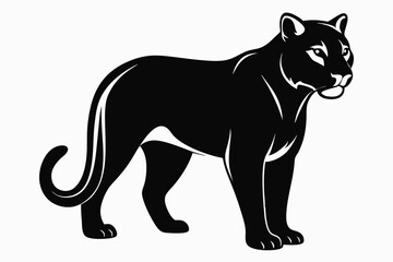 cougar silhouette line art vector illustration with a white background