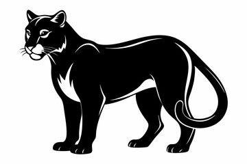 cougar silhouette line art vector illustration with a white background