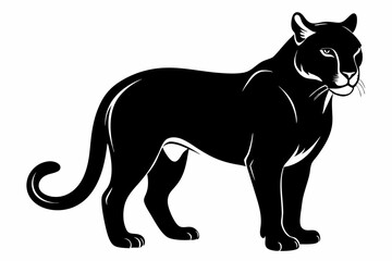 cougar silhouette line art vector illustration with a white background