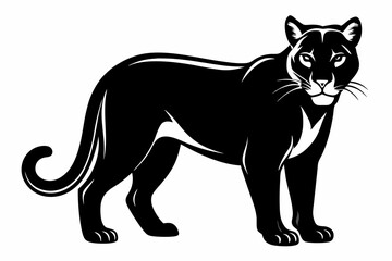 cougar silhouette line art vector illustration with a white background