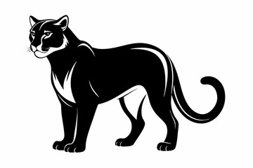 cougar silhouette line art vector illustration with a white background