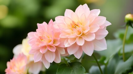 Fototapeta premium Elegant Pink Dahlias Blooming in Lush Garden Setting : Generative AI