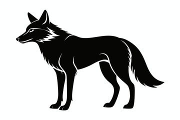 coyote silhouette line art vector illustration with a white background
