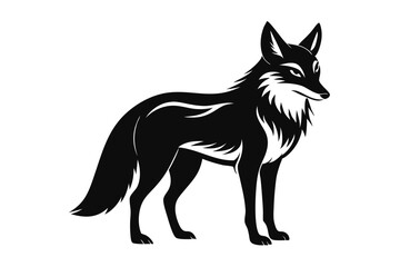 coyote silhouette line art vector illustration with a white background