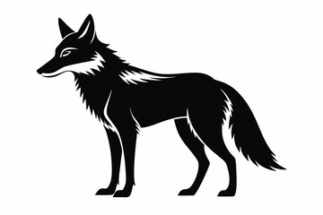 coyote silhouette line art vector illustration with a white background