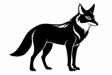 coyote silhouette line art vector illustration with a white background