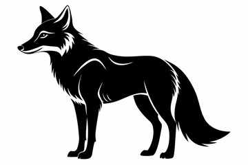 coyote silhouette line art vector illustration with a white background