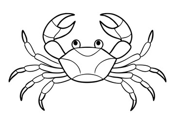 crab silhouette line art vector illustration with a white background