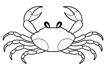 crab silhouette line art vector illustration with a white background
