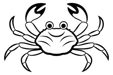 crab silhouette line art vector illustration with a white background