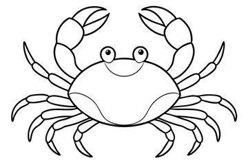 crab silhouette line art vector illustration with a white background