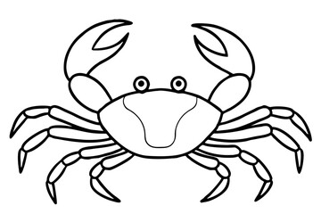 crab silhouette line art vector illustration with a white background
