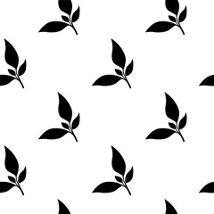 tea leaves pattern background. green leaves vector pattern background. Green tea leaf seamless pattern. silhouette leaf background.