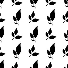 tea leaves pattern background. green leaves vector pattern background. Green tea leaf seamless pattern. silhouette leaf background.
